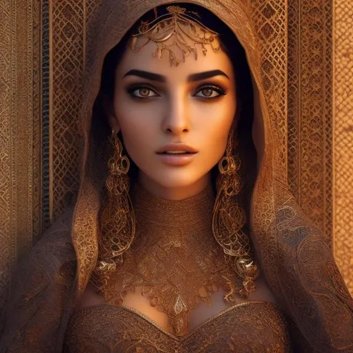 Prompt: A butiful realistic Arabic woman , photo-Realistic:1.1), best quality, masterpiece, beautiful and aesthetic, 16K, (HDR:1.2), high contrast, (vibrant color:1.3), (muted colors, dim colors, soothing tones:0), Exquisite details and textures, cinematic shot, Warm tone, (Bright and intense:1.1), wide shot, by xm887, ultra realistic illustration, half body view, very long silky black hair, black wedding dress, a beautiful Arabian woman , beautiful shimmering makeup, frosty lips, icy eyeshadow, a gold necklace, ultra hd, realistic, vivid colors, highly detailed, UHD drawing, pen and ink, beautiful detailed intricate insanely detailed, 8k artistic photography, photorealistic concept art