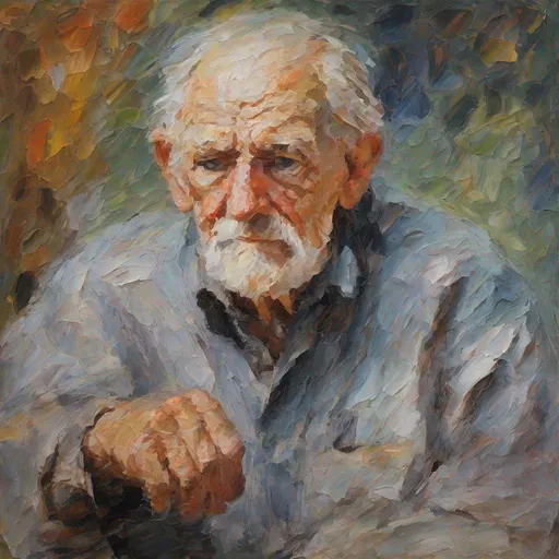 Prompt: Portrait of an old man, very thick Impasto, impressionism