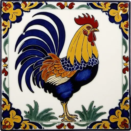 Prompt: encaustique vitré azulejo 
Rooster 