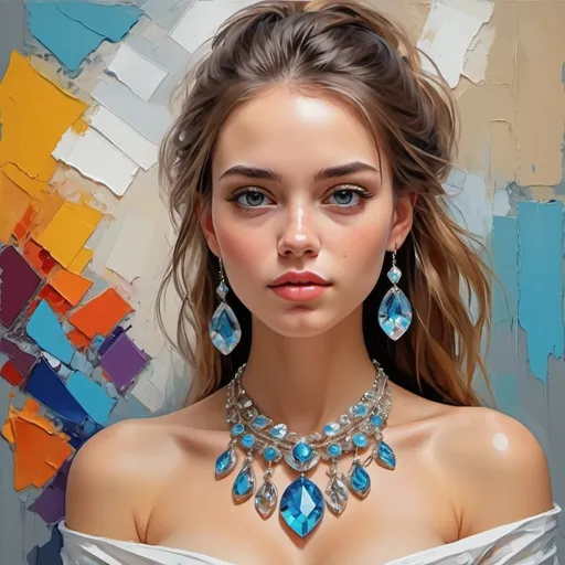 Prompt: 
Beautiful young woman garbed in contemporary fashion, adorned with harmonizing accessories assumed in a vibrant stance, graces the scene in a digital drawing as clear as crystal, 
thick oil painting style,In impasto painting, artists apply thick layers of paint to their canvases to produce a heavy texture that makes brush strokes and knife strokes more visible. 