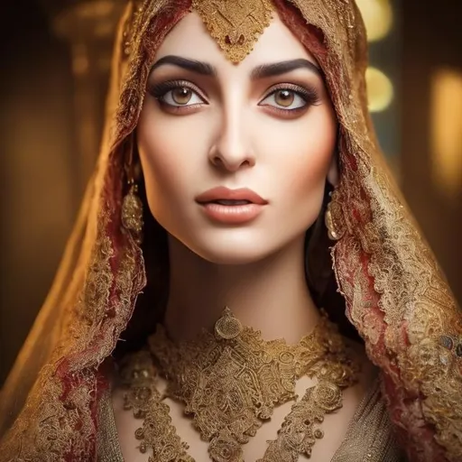 Prompt: A butiful realistic Arabic woman , photo-Realistic:1.1), best quality, masterpiece, beautiful and aesthetic, 16K, (HDR:1.2), high contrast, (vibrant color:1.3), (muted colors, dim colors, soothing tones:0), Exquisite details and textures, cinematic shot, Warm tone, (Bright and intense:1.1), wide shot, by xm887, ultra realistic illustration, half body view, very long silky black hair, black wedding dress, a beautiful Arabian woman , beautiful shimmering makeup, frosty lips, icy eyeshadow, a gold necklace, ultra hd, realistic, vivid colors, highly detailed, UHD drawing, pen and ink, beautiful detailed intricate insanely detailed, 8k artistic photography, photorealistic concept art