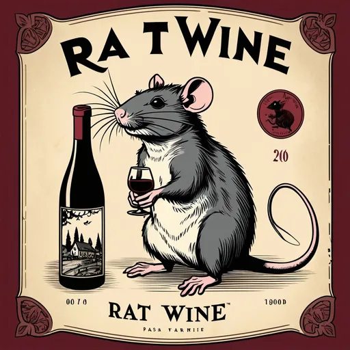 Prompt: A wine bottle label for rat wine