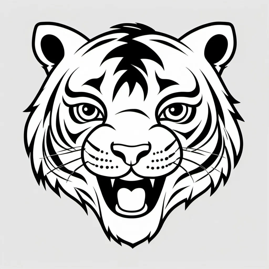 Prompt: SIMPLE happy tiger in monoline style