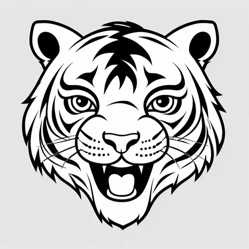 Prompt: SIMPLE happy tiger in monoline style