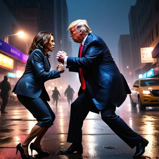 Prompt: Trump and Kamala Harris fight