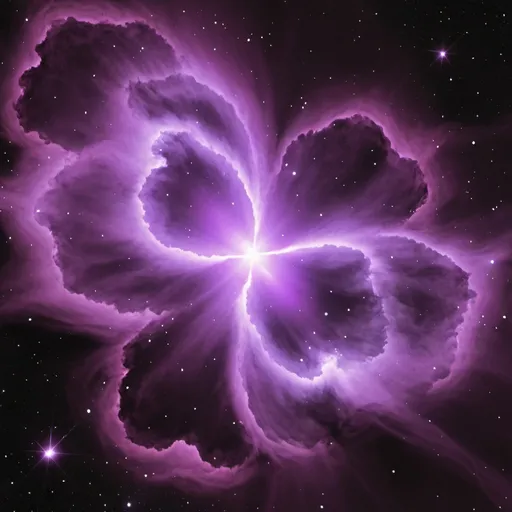 Prompt: create picture of nebula in purple-black effects