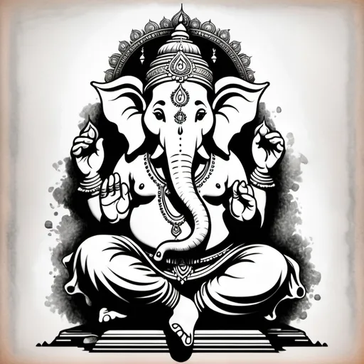 Prompt: Ganesha worship pencil art