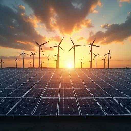 Prompt: DRAMATIC ULTRA 
realistic backdrop for a ppt on solar power plant w