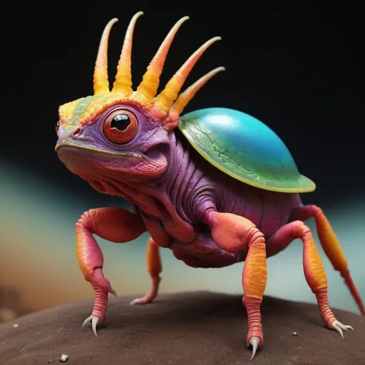 Prompt: A brilliant colorful exotic species from another planet creature being 