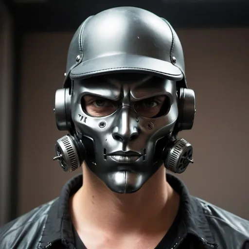 Prompt: Gangster face helmet mask creative custom Cyber punk The perfect man 