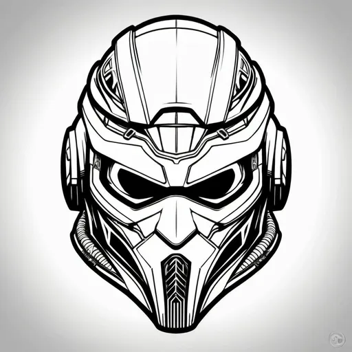 Prompt: Coloring page Gangster face helmet mask creative custom Cyber punk The perfect man 