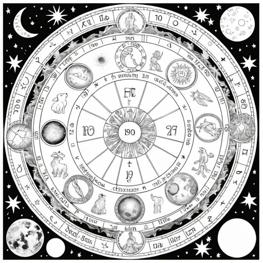 Prompt: Coloring page astrology