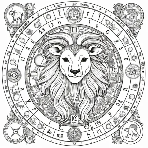 Prompt: Coloring page zodiac 