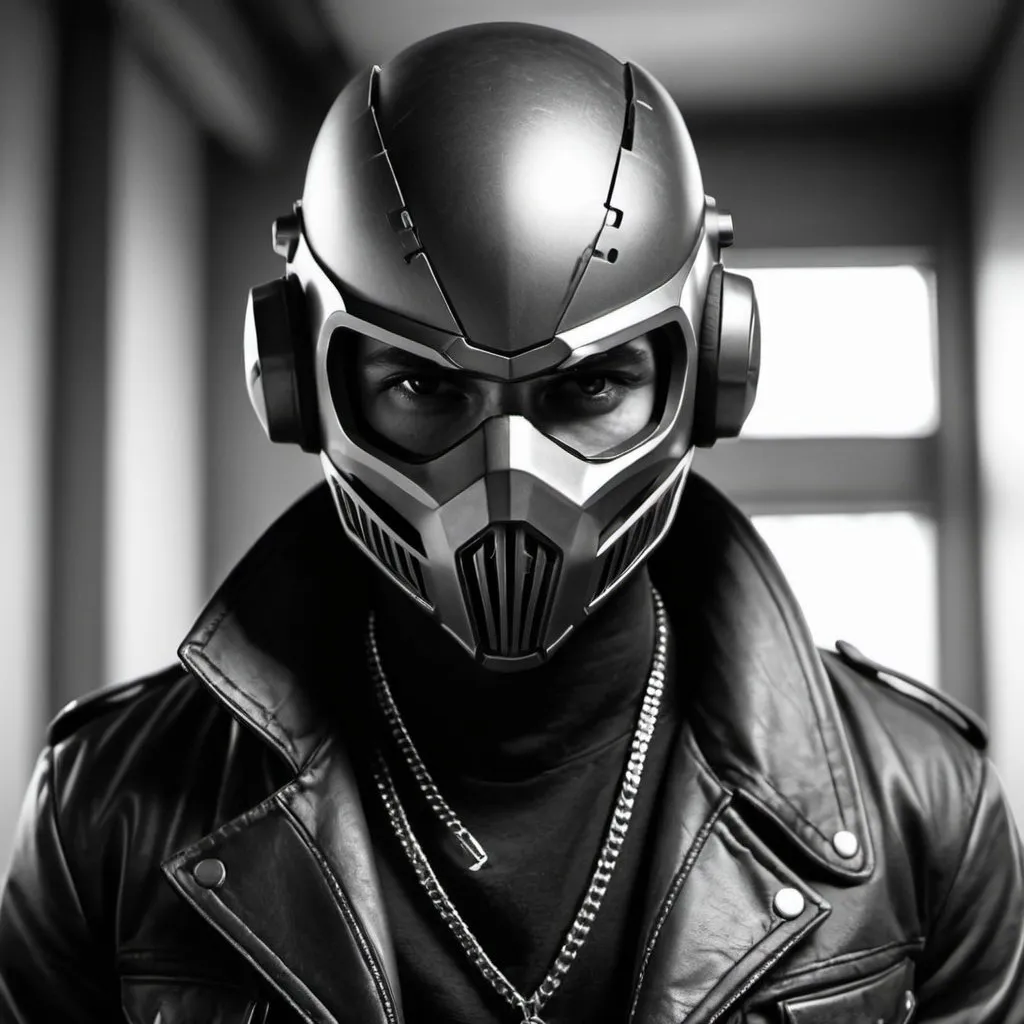 Prompt: Coloring page Gangster face helmet mask creative custom Cyber punk The perfect man 