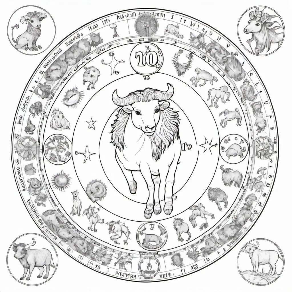 Prompt: Coloring page zodiac 