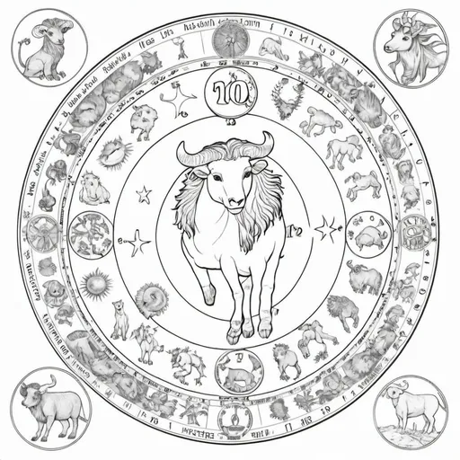 Prompt: Coloring page zodiac 