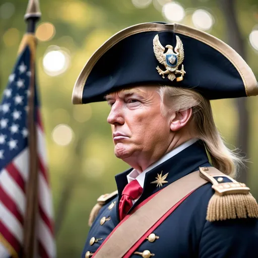 Prompt: donald trump as a general in the revolutionary war, bokeh