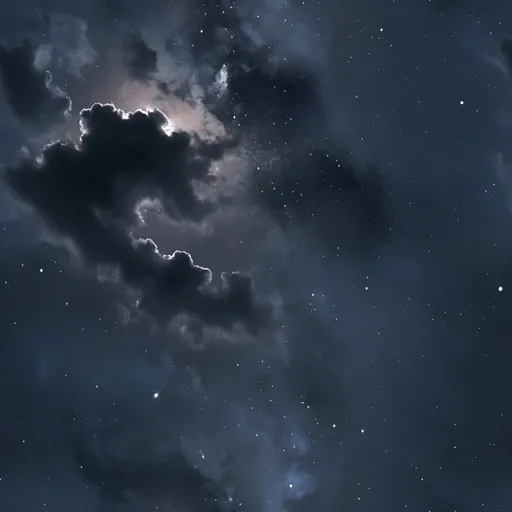 Prompt: Skybox Dark, night with wispy clouds, bright stars