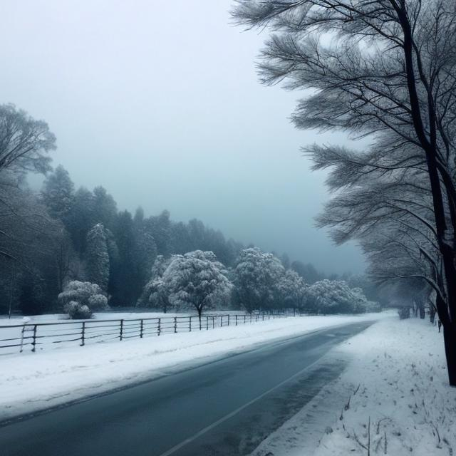 Prompt: beautiful scenery in gloomy winter