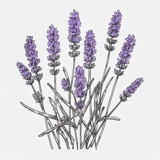 Prompt: lavender black and white outline for t shirt transparent background homeopathy pellets



