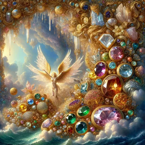 Prompt: You were in Eden, the garden of God; every precious stone was your covering, sardius, topaz, and diamond, beryl, onyx, and jasper, sapphire, emerald, and carbuncle; and crafted in gold were your settings and your engravings. On the day that you were created they were prepared.