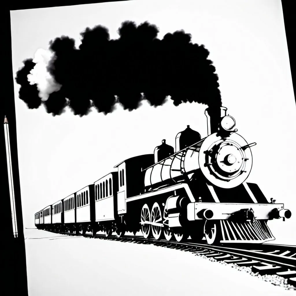 Prompt: Make an outline of  a Steam Train 