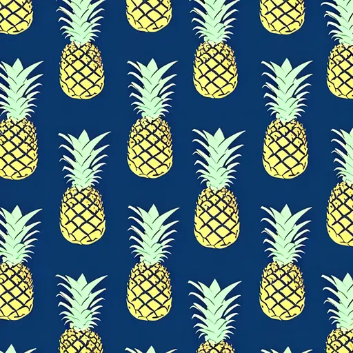 Prompt: repeating pattern in the style of wrapping paper with one pineapple followed by one king-sized bed.  repeating pattern. repeat at least 10 times. whifsical, fun, smart colors. 