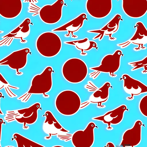 Prompt: cartoon style wrapping paper design of "pigeons playing ping pong". repeating pattern. silly. fun. whimsical. 2-d art. 
