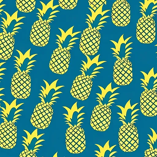 Prompt: repeating pattern in the style of wrapping paper of one pineapple followed by one bed.  repeating pattern. repeat at least 10 times. whifsical, fun, smart colors. 