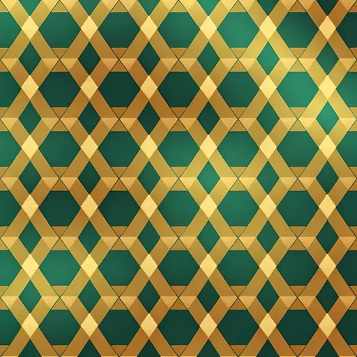 Prompt: repeated geometric pattern for wrapping paper. green and gold and blue colors scheme. detailed, intricate, classy, luxury