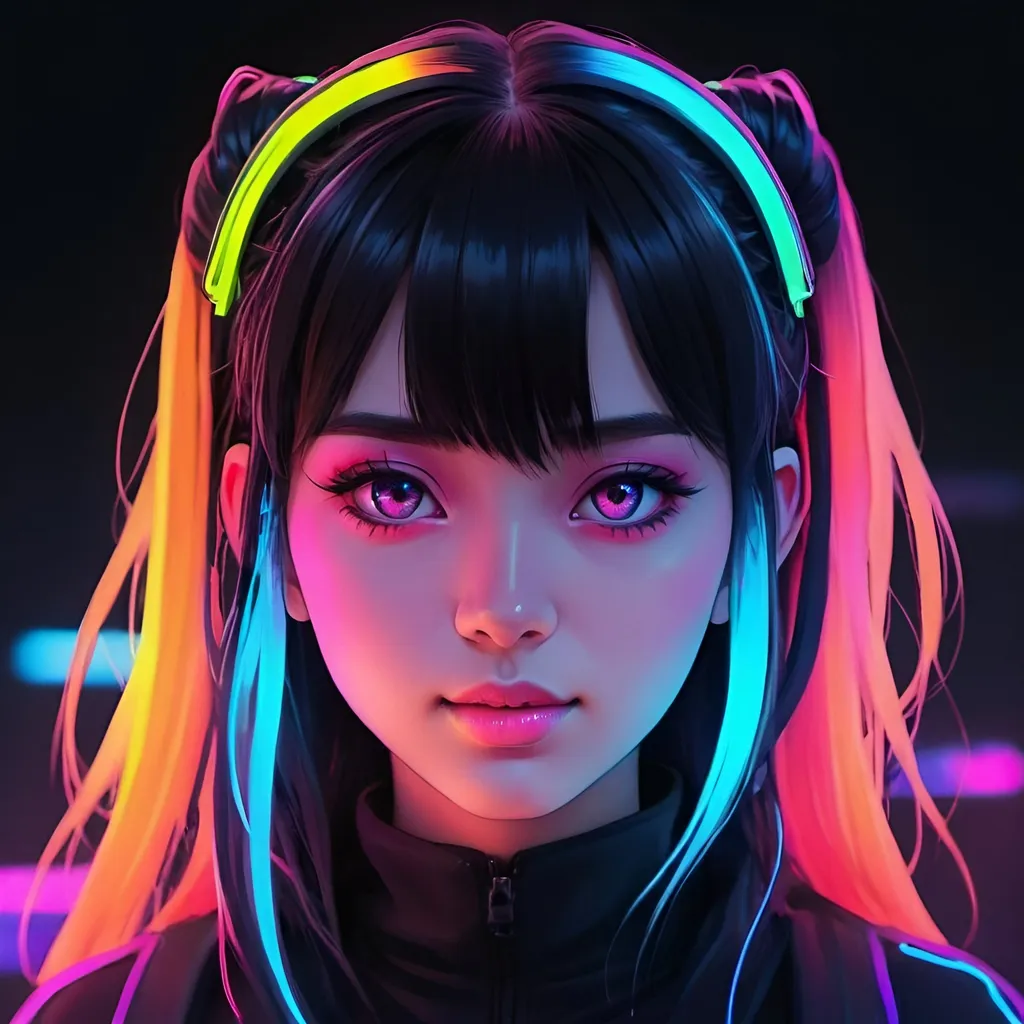 Prompt: neon coloured anime woman avatar