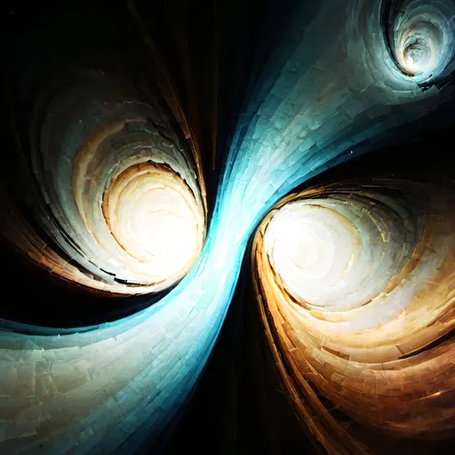 Prompt: An abstract swirl of dark and light shapes that fade into each other, symbolizing the duality of hope and despair.