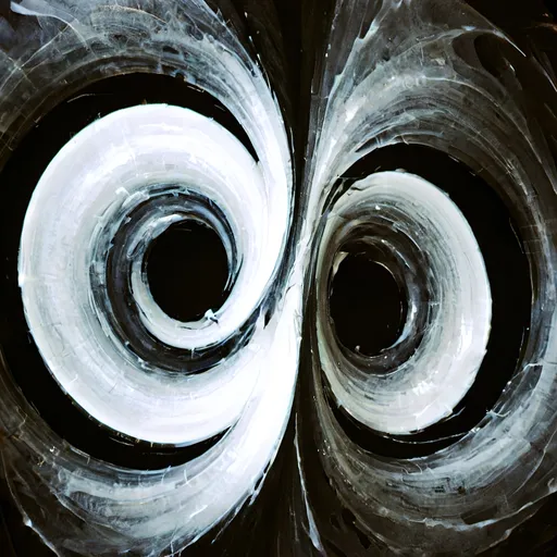 Prompt: An abstract swirl of dark and light shapes that fade into each other, symbolizing the duality of hope and despair.