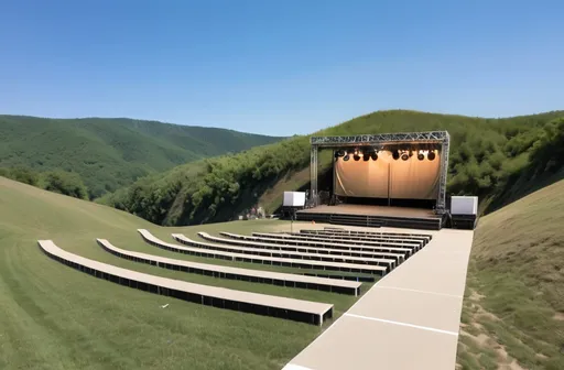 Prompt: Add hill behind stage