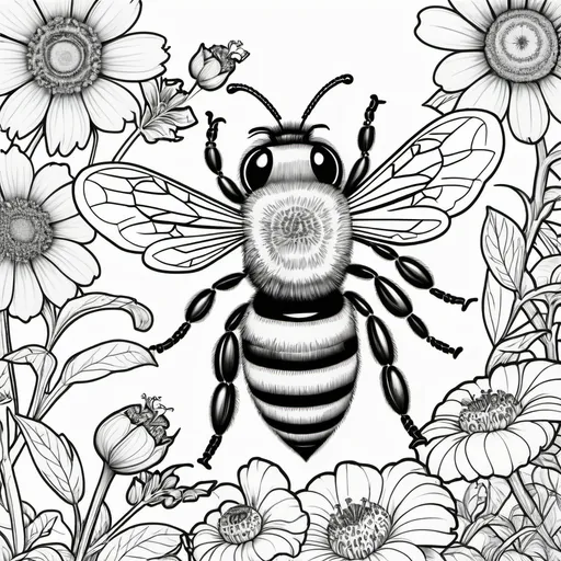 Prompt: a bee coloring book