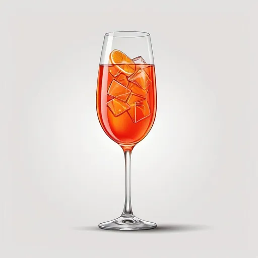 Prompt: VECTORIZED APEROL SPRITZ IN WINE GLASS EDGES ARE CLEAN  WHITE BACKGROUND




