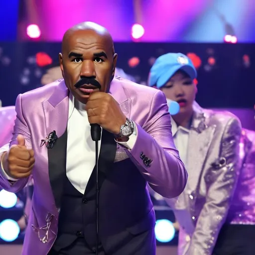 Prompt: Steve Harvey in a K-Pop band
