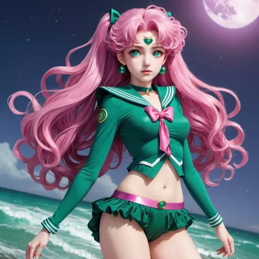 Prompt: sailor neptune anime,fullbody, realistic, digital art, pink purple hair, 
 