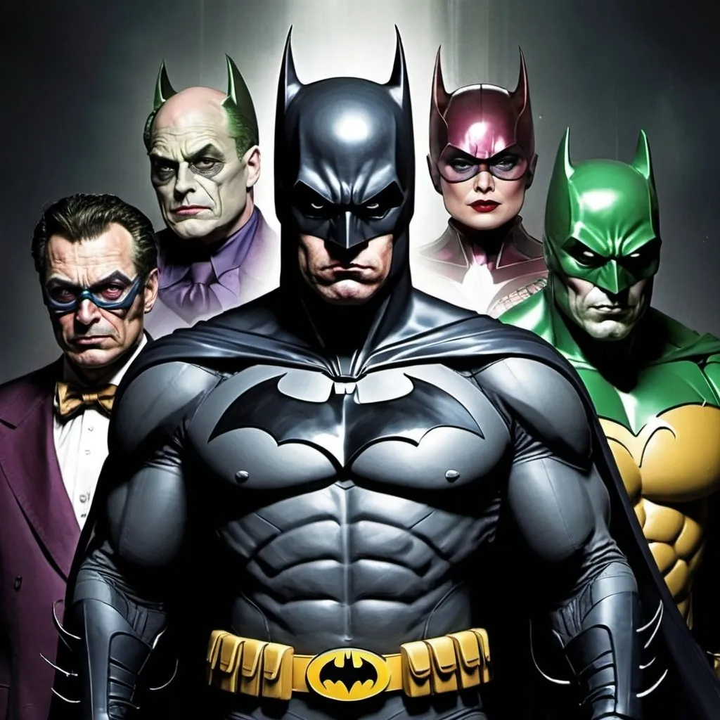 Prompt: Batman as marvel villains 
