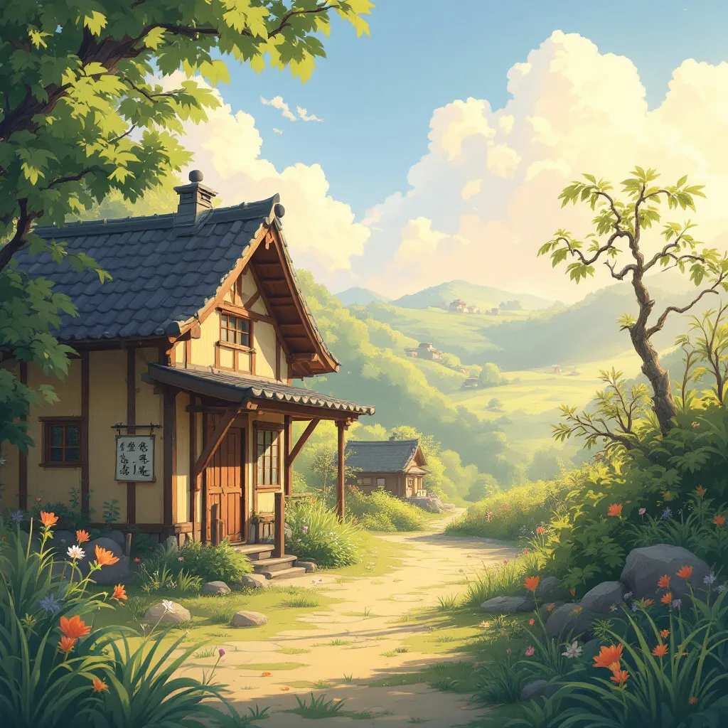 Prompt: Make this image The art style reflects the dreamy, hand-drawn aesthetic of Studio Ghibli, with gentle lighting and warm natural tones."