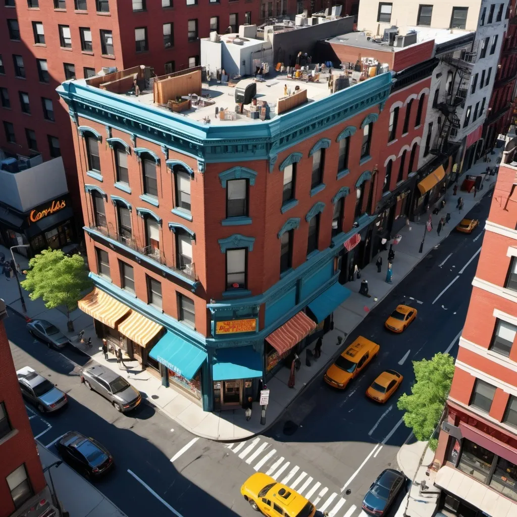 Prompt: create an image of  layfette Newyork including Carlos Corner shop 