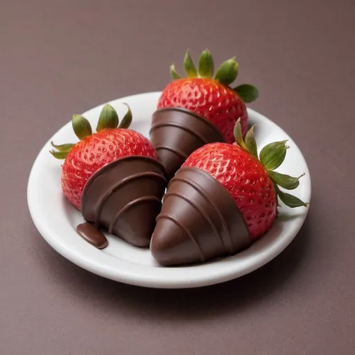 Prompt: A dos fresas les escurre chocolte