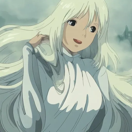 Prompt: A happy, laughing young woman made of mist, misty material, flowing hair, angular face, handspan tall, ethereal, misty atmosphere, high quality, misty, dreamy, ethereal, detailed facial features, flowing hair, miniature, atmospheric lighting