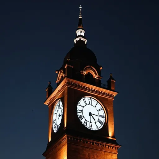 Prompt: generate the image of clock tower showing the beauty of clock tower during darkness
