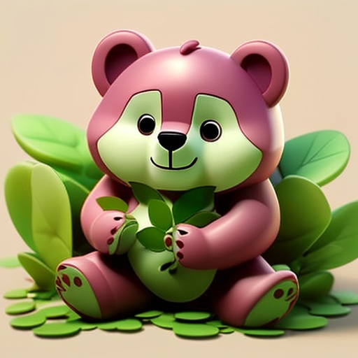 Prompt: Teadybear made of green leaves