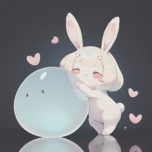 Prompt: Bunblob: The Bunblob is an utterly adorable pet species that resembles a playful blob with enchanting bunny ears. Its body is soft and pliable, with a smooth texture that seems to glisten in the light. It stands on tiny nubs for feet, giving it a whimsical and bouncy appearance. Its large, shiny eyes are round and captivating, reflecting the surrounding space in a mesmerizing manner. The Bunblob's bunny ears are long and floppy, adding a touch of charm to its already lovable presence. With its cute, amorphous form and endearing features, the Bunblob will surely capture the hearts of all who encounter it. It has a slimy body vector art sticker no background