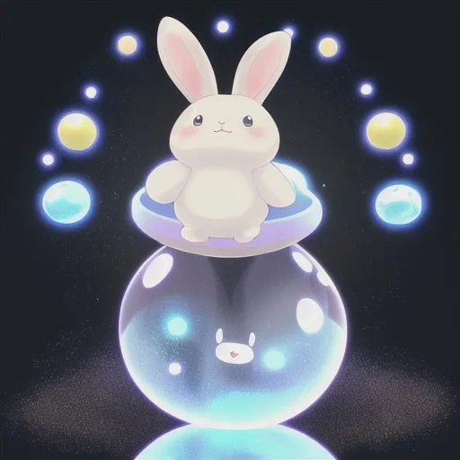 Prompt: Bunblob: The Bunblob is an utterly adorable pet species that resembles a playful blob with enchanting bunny ears. Its body is soft and pliable, with a smooth texture that seems to glisten in the light. It stands on tiny nubs for feet, giving it a whimsical and bouncy appearance. Its large, shiny eyes are round and captivating, reflecting the surrounding space in a mesmerizing manner. The Bunblob's bunny ears are long and floppy, adding a touch of charm to its already lovable presence. With its cute, amorphous form and endearing features, the Bunblob will surely capture the hearts of all who encounter it.