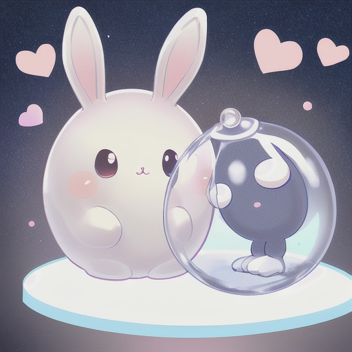 Prompt: Bunblob: The Bunblob is an utterly adorable pet species that resembles a playful blob with enchanting bunny ears. Its body is soft and pliable, with a smooth texture that seems to glisten in the light. It stands on tiny nubs for feet, giving it a whimsical and bouncy appearance. Its large, shiny eyes are round and captivating, reflecting the surrounding space in a mesmerizing manner. The Bunblob's bunny ears are long and floppy, adding a touch of charm to its already lovable presence. With its cute, amorphous form and endearing features, the Bunblob will surely capture the hearts of all who encounter it.