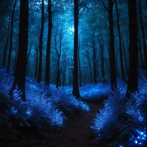 Prompt: glowing blue, sparkly forest
