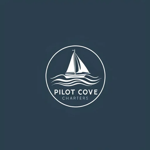 Prompt: Crisp and clean logo for Pilot Cove Charters, minimalist design, clear and professional, high quality, logo design, Lake Murray, SC, simple and elegant, professional branding, clear typography, modern, professional, minimalistic, clean lines, subtle color palette, refined, nautical theme, subtle wave element, serene and professional, polished, high-end design